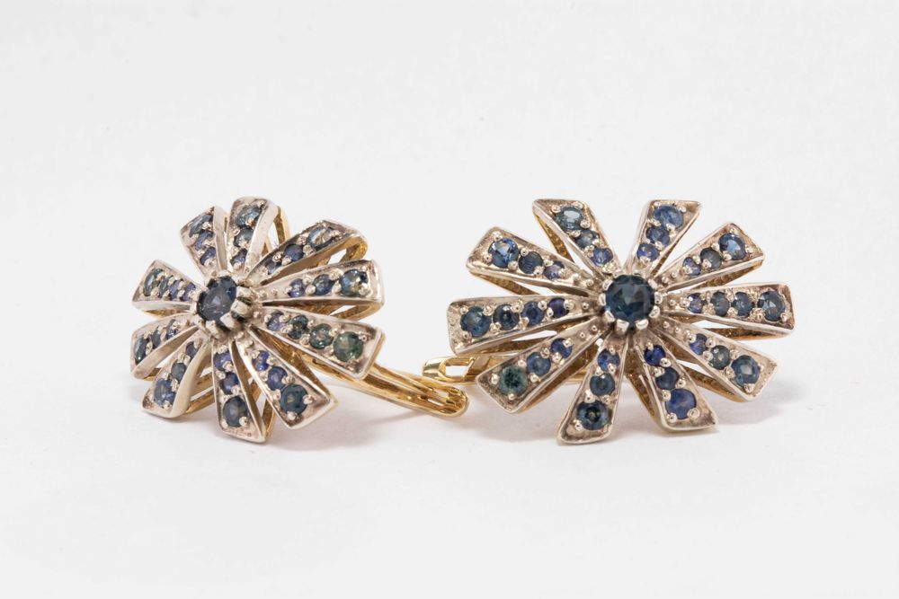 Zjawiskowy złoty komplet z szafirami, pr. 585