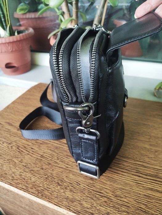 Кожаная Барсетка - Сумка мужская. Черная