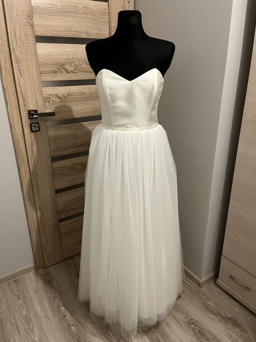 Prosta minimalistyczna suknia ślubna 40 ivory