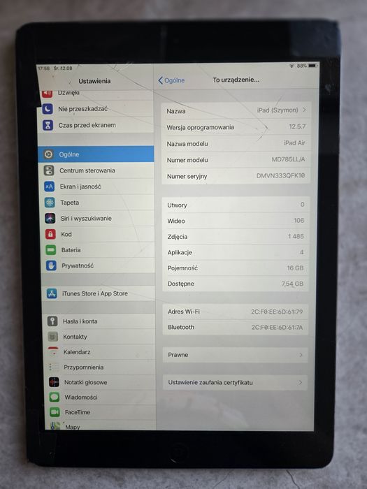 Tablet Apple iPad air 16 GB