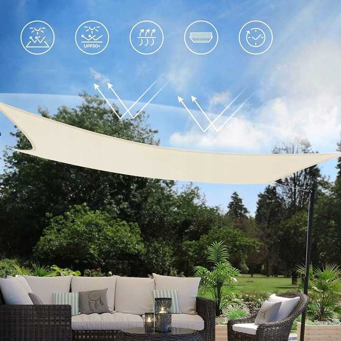 Żagiel ogrodowy HDPE 2x3 m beżowy ochrona UV Songmics