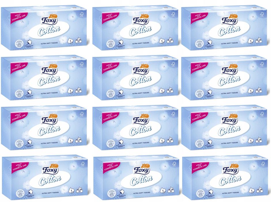 Chusteczki higieniczne foxy cotton box 90 szt. - 12 op.