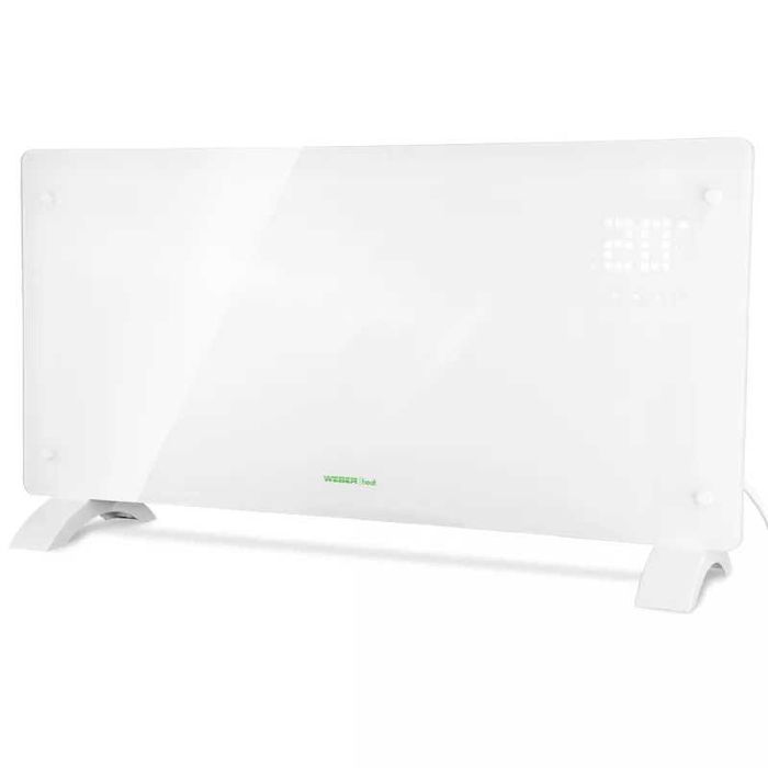 Grzejnik konwektorowy panelowy, szklany Weber 2KW- czarny/biały