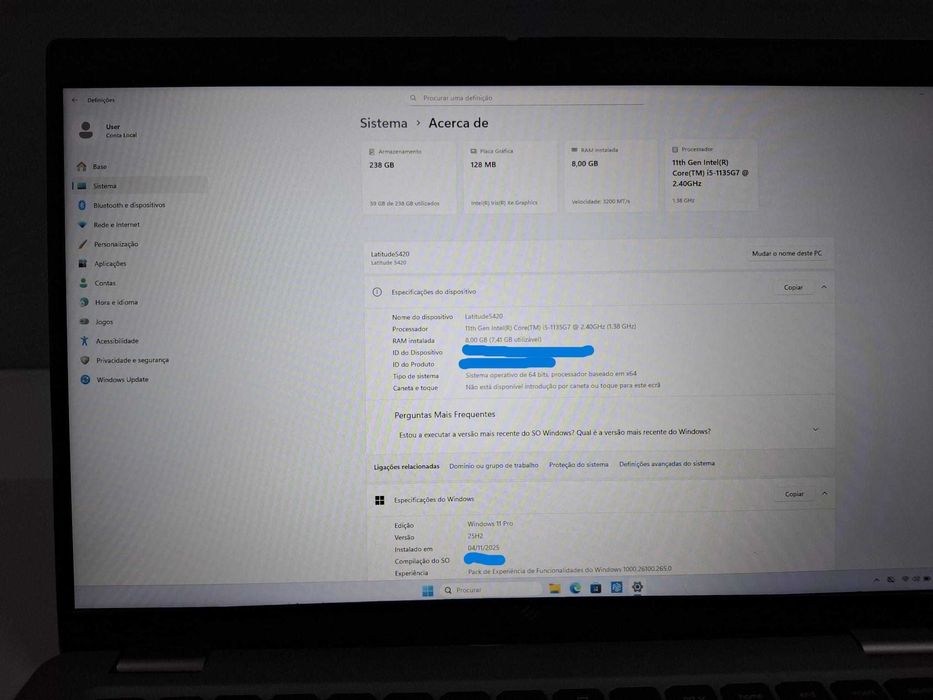 DELL Latitude 5420 – Intel Core 11ª Geração-i5-1135 G7 – Bom Estado