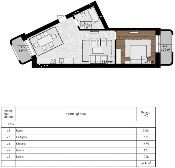 Продаж квартири в новобудові 58 м.кв.