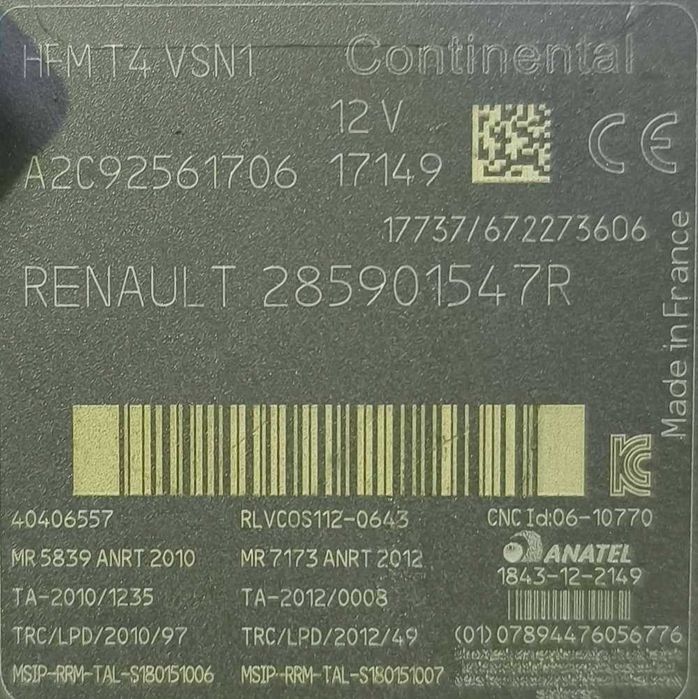 Leitor de Chave de Ignição 285901547R - RENAULT CLIO IV