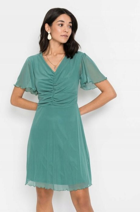 Wyprzedaż sukienka 50 52 siateczka wesele świadkowa druhna komunia zie