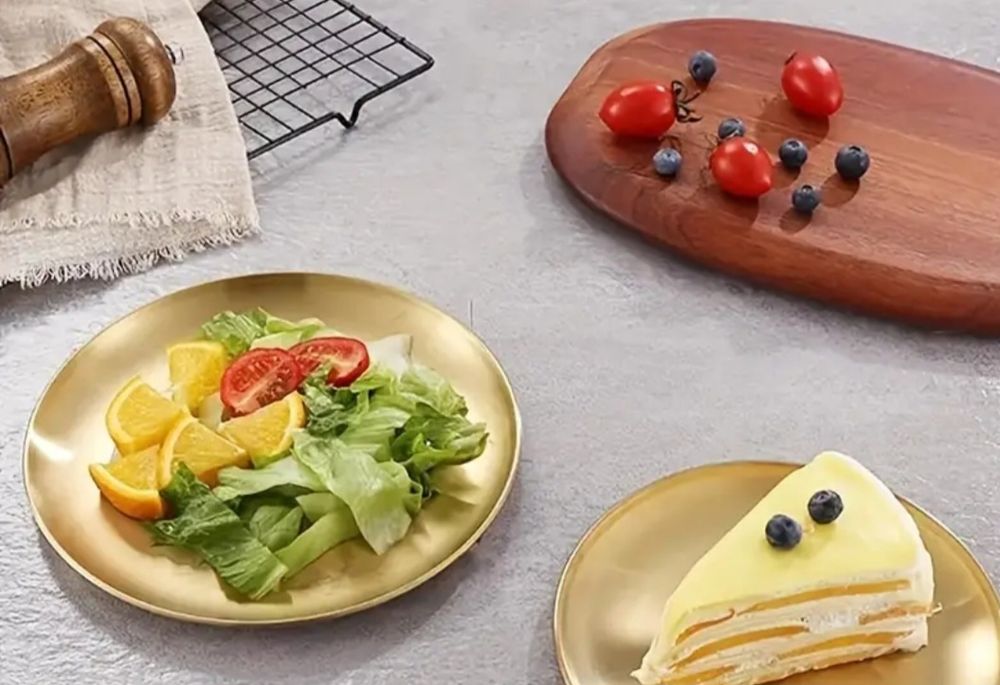 Złota stalowa taca 26cm