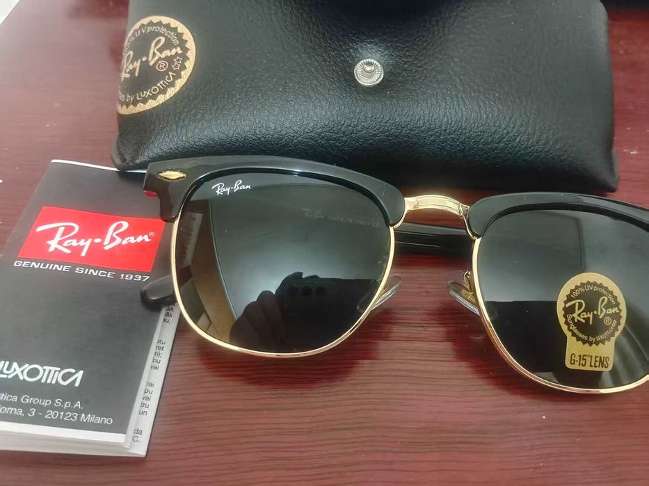 Okulary przeciwsłoneczne Ray-Ban Clubmaster RB3016 czarno-złote