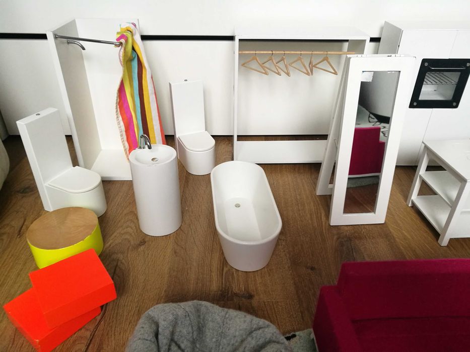 Mebelki dla lalek Boomini Modern Domek premium prestige white zestaw