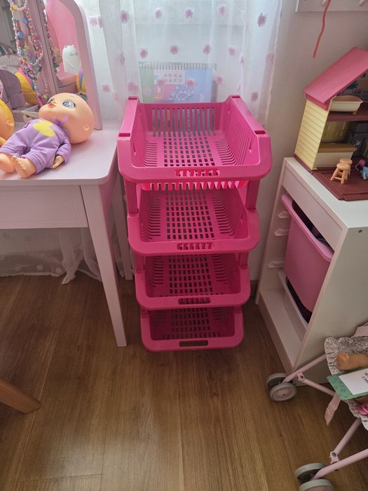 Cestos arrumacão brinquedos rosa
