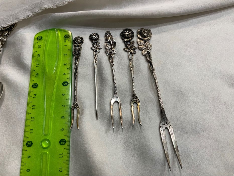 Вінтажна Срібна ложечка виделочка  Хільдесхаймська троянда серебро