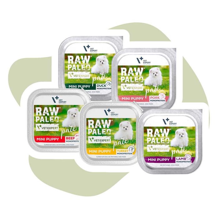 Raw Paleo Pate Mini Puppy Mix smaków 15x150g małe rasy