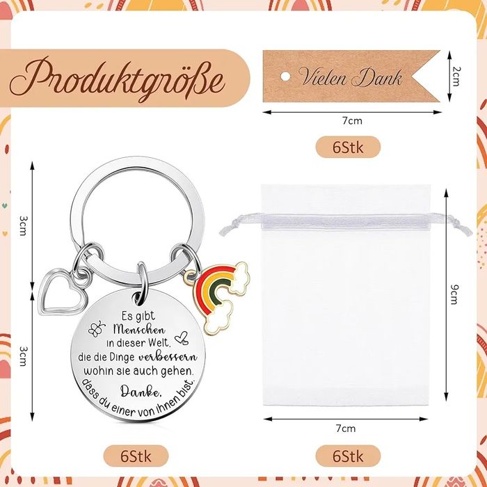 Breloczki podziękowania 6szt brelok prezent zawieszka N479