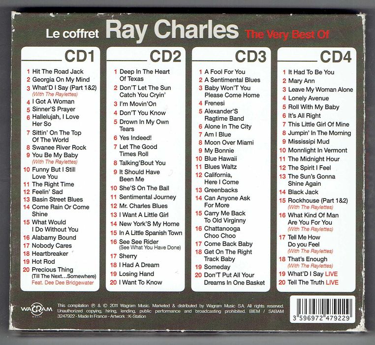 CD Ray Charles The Very Best Of 4CD Unikat! Aż 80 utworów!