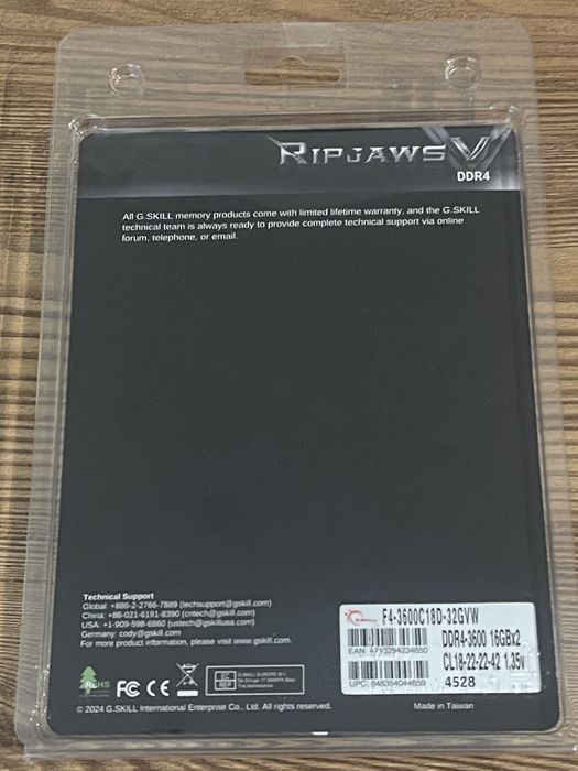 Nowa Pamięć RAM DDR4 32gb G.SKILL Ripjawsv 2x16gb 3600Mhz CL18 białe