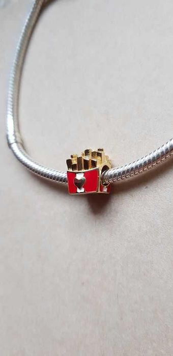 charms zawieszka srebro 925 gold złote frytki