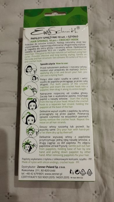 Papiloty sprężynki 10szt.+ szydło