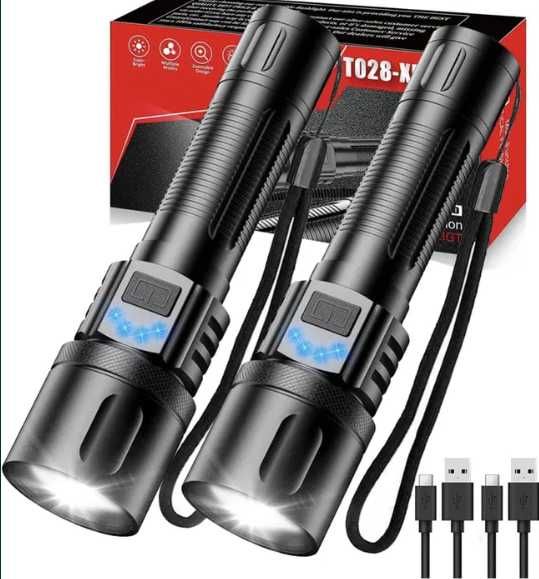 Latarki taktyczne T028-xhp50 2sztuki zestaw czarne