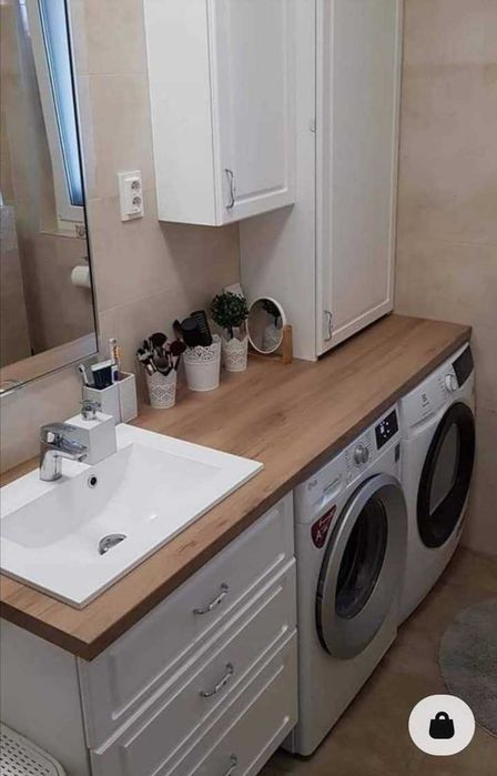 Столешница из дерева в ванную комнату