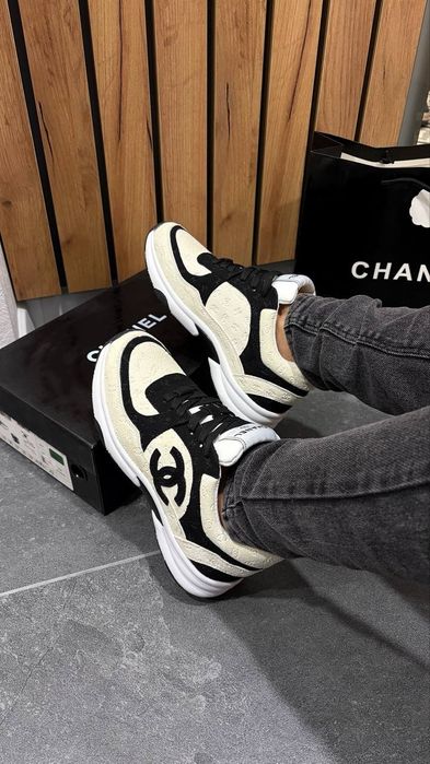 ПРЕМІУМ ‼️Chanel Runners Black and White VIP , кросівки Chanel жіночі