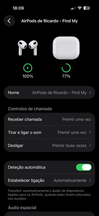 Apple airpods  originais, o fone esquerdo não carrega