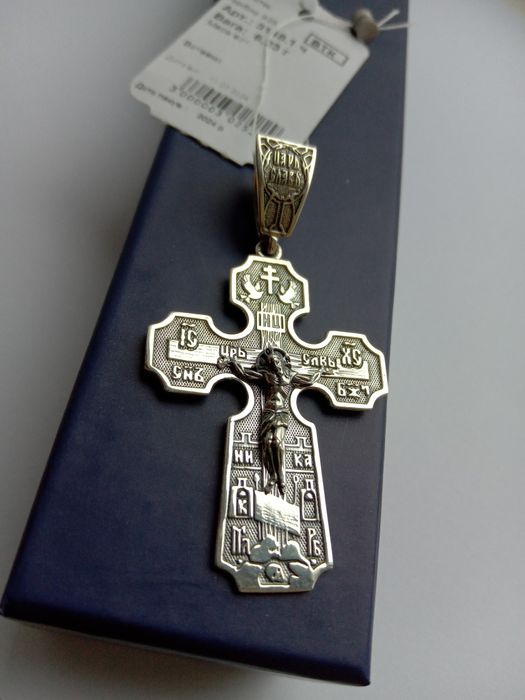 Срібний масивний хрестик 925 проба  хрест з чорнінням