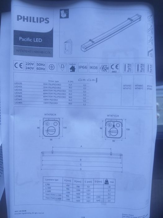 Lampa hermetyczna ledowa Philips
