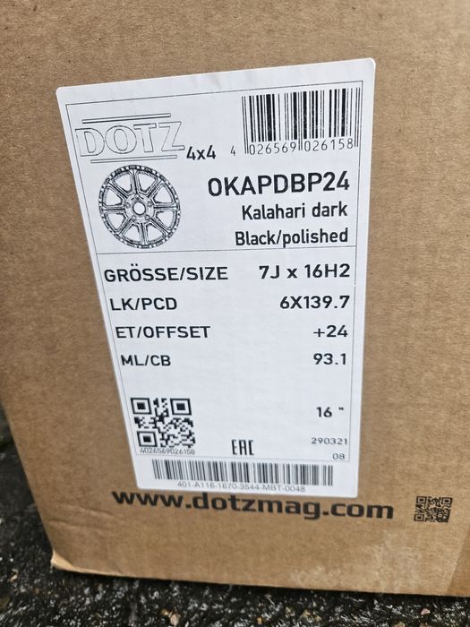 Felgi aluminiowe 6x139.7 et 24 7j 93.1 dotz