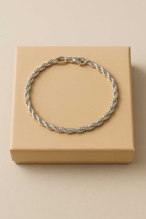 Bransoletka Męska Srebrna Typu Rope Chain