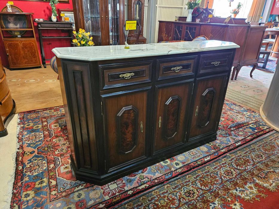 Consola em madeira com tampo em pedra - Muito bom