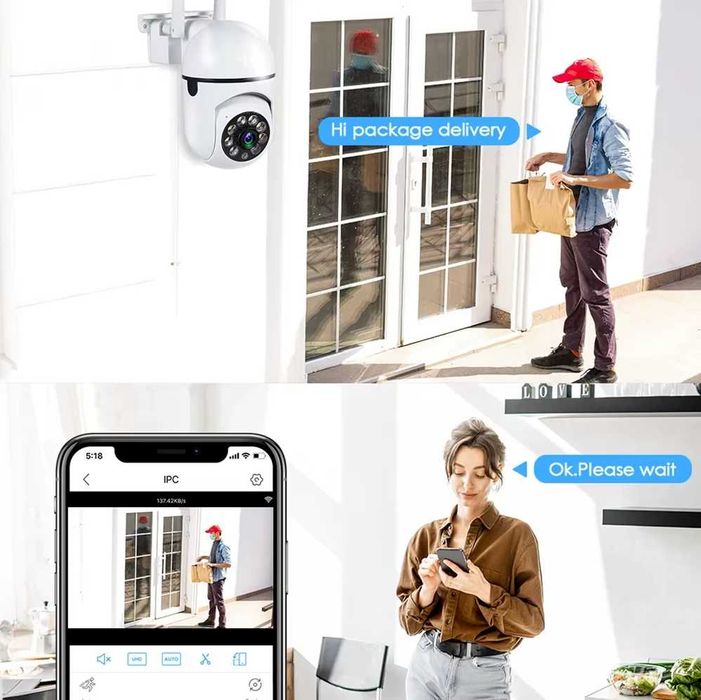 Câmara Vigilância IP WiFi 8MP 360° com Zoom 4X e Visão Noturna