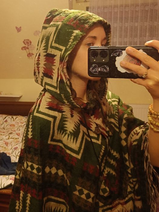 Ponczo wełniane aztecki wzór