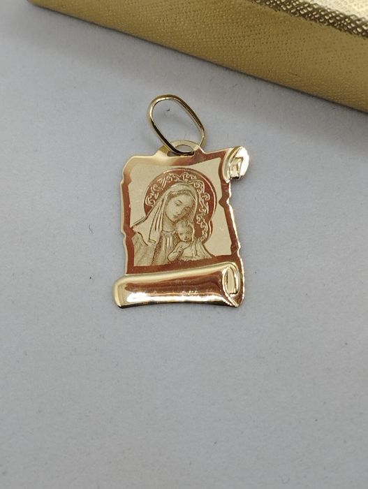 Złoty medalik papirus, złoto 585