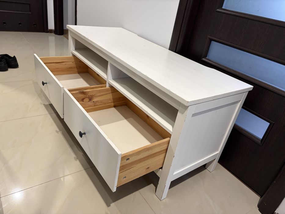 Szafka RTV IKEA Hemnes biała dwie szuflady 124cm