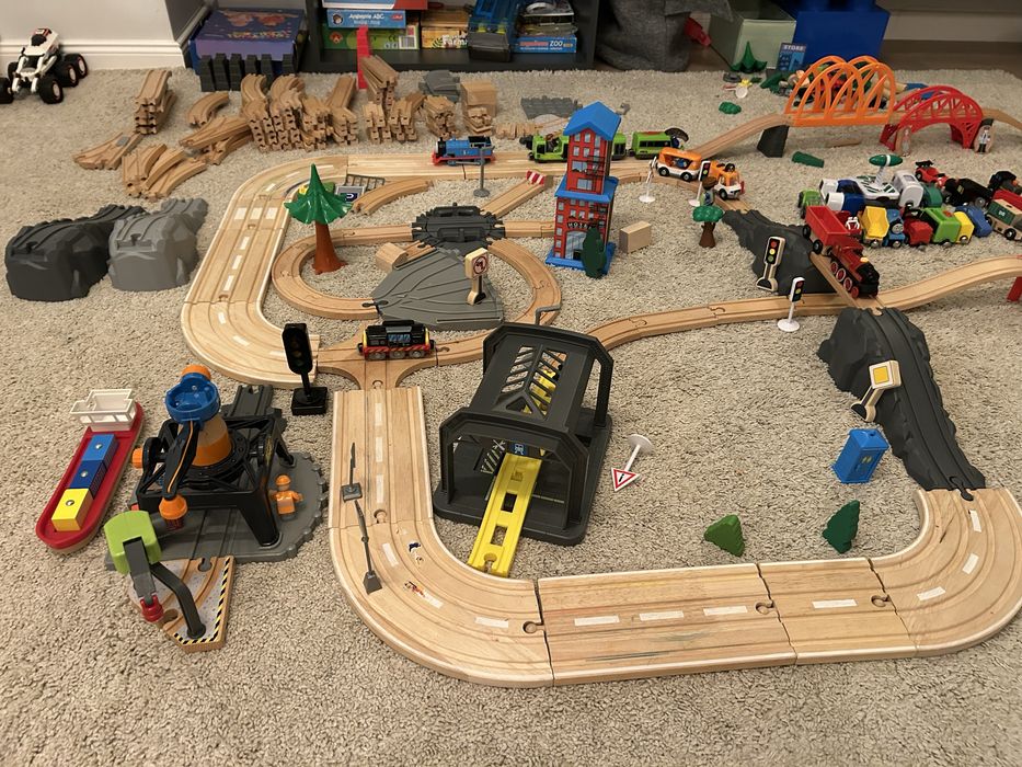 Tory drewniane kolejka zestaw Wiele elementów i pociągi IKEA Brio Lidl