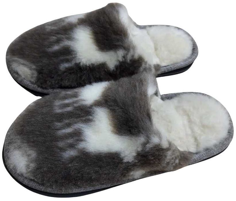 Теплі домашні хатні тапки капці з овчини Олені Ромби