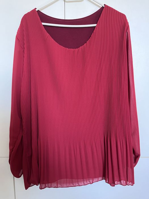 Elegancka tiulowa bordowa bluzka