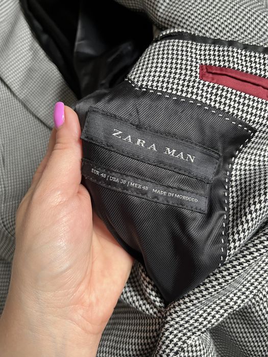 Zara marynarka w kratkę modna czarna 48 M jesień okazja