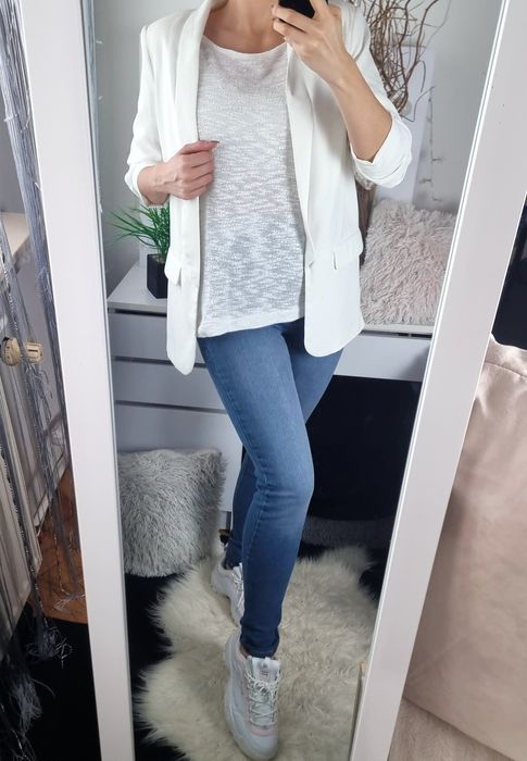 Reserved Sweter damski ażurowy biały L