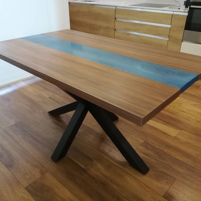 Mesa jantar "Nogueira Ocean Blue"