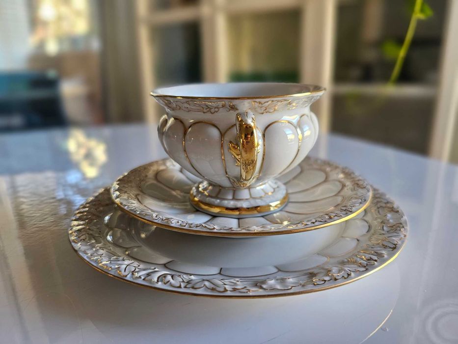 Filiżanka x-form miśnia/meissen  trio śniadaniowe