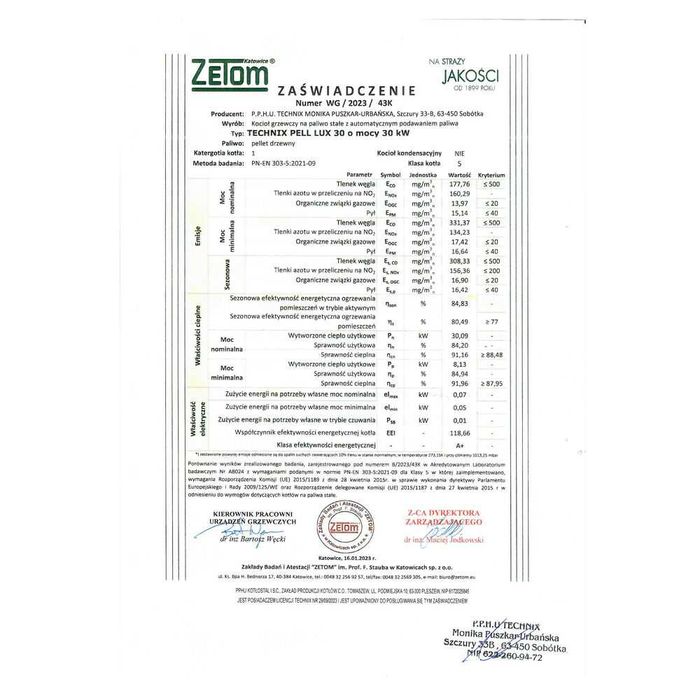 Kotły Kocioł Piec TECHNIX PELL LUX 30 kW na pellet - PRODUCENT