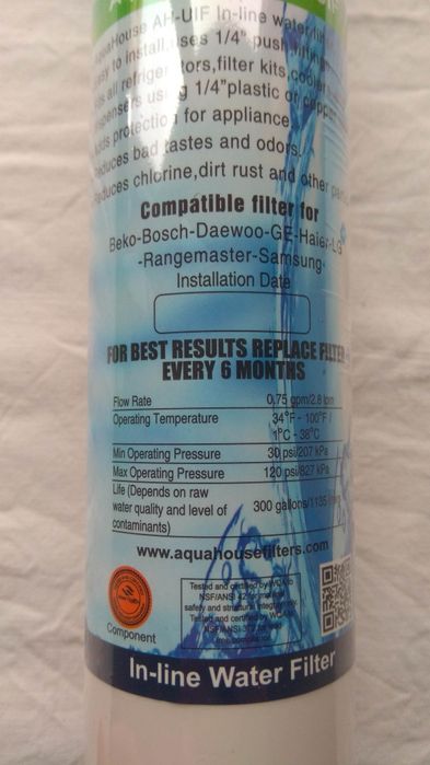 Filtro de água para frigorífico / NOVO