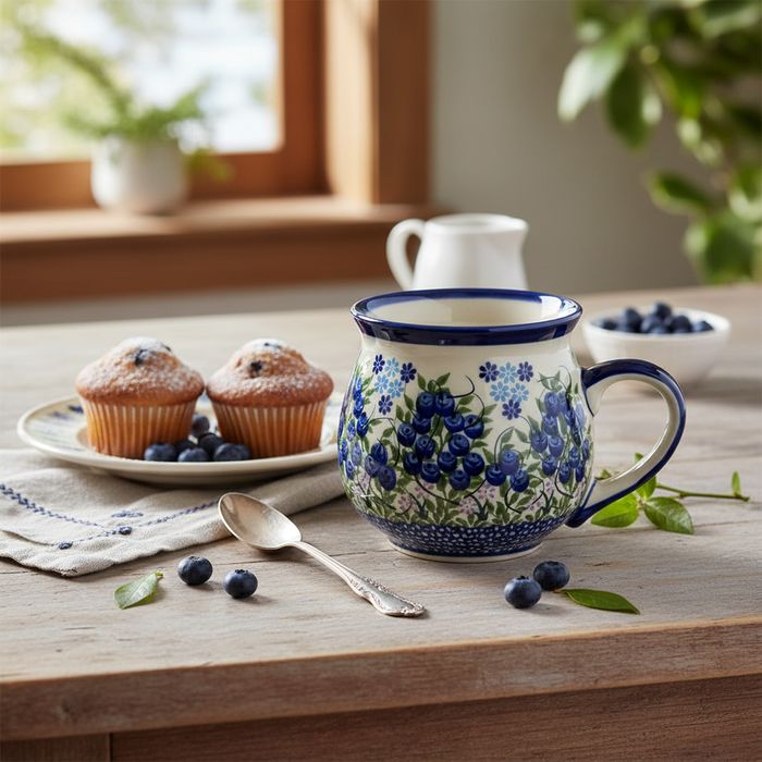 Kubek ceramiczny HM BOLESŁAWIEC Kalich 600 ml - wzór D - Jagódka