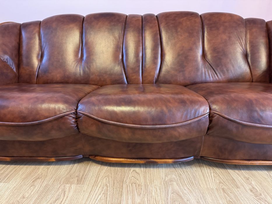 Piękna sofa z funkcją spania (kanapa/weralka) skórzana vintage