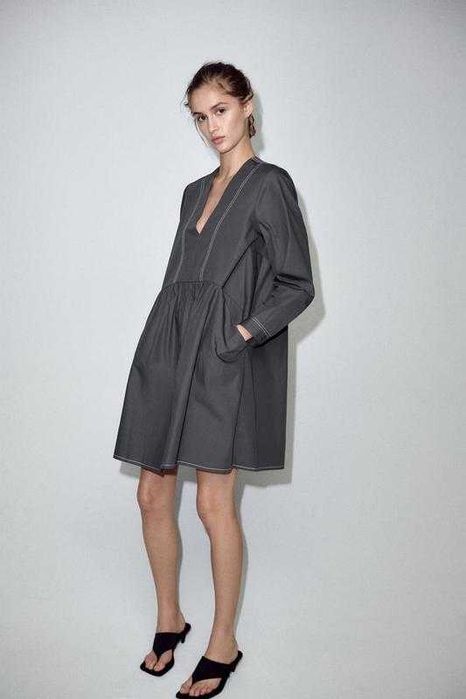 Коротка сіра сукня Zara