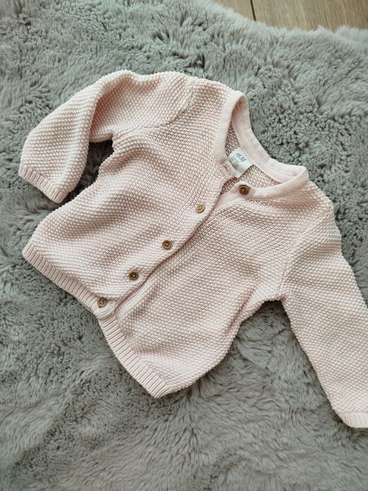 Śliczny ażurowy sweterek H&M 68 pudrowy róż