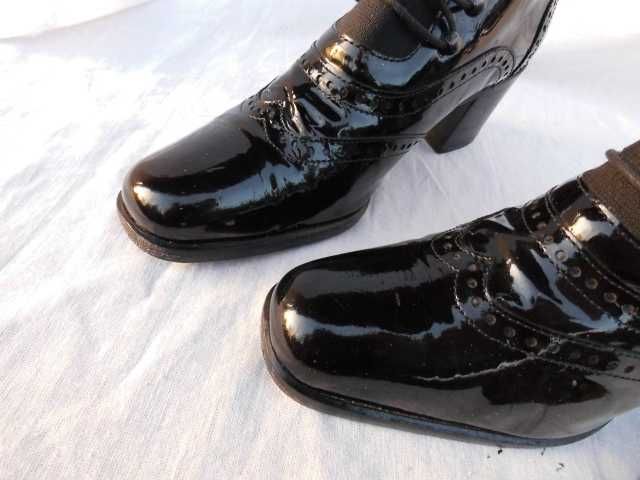 Cenedelle vero cuoio włoskie skórzane sznurowane botki lakierki 36