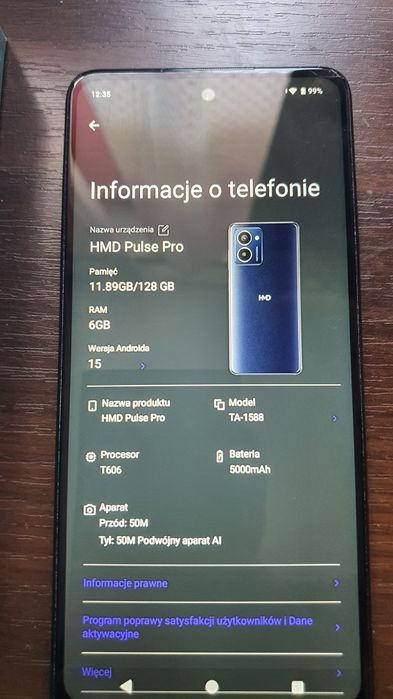 smartfon HMD (Nokia) Pulse Pro 6/128 pamięci ekran 90 Hz